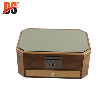 DS Inlaid Lens Customized Wholesale Walnut With Fingerprint Code Lock Jewelry Box